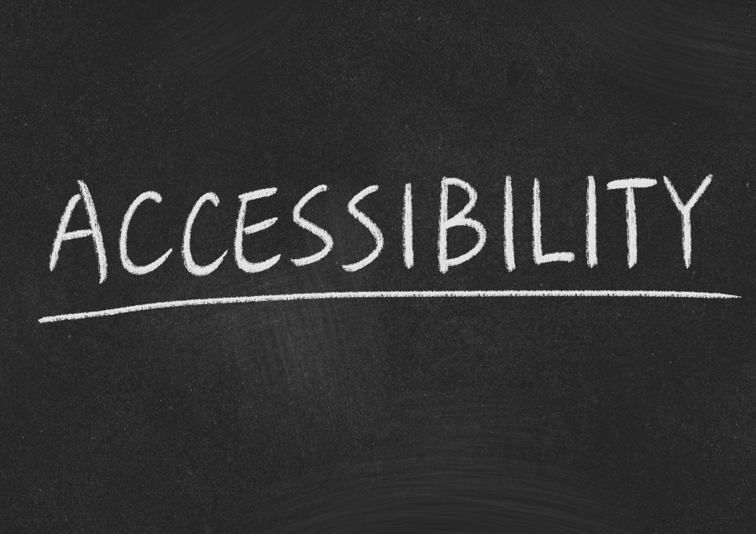 Accessibility is written in white chalk on a background that looks like a blackboard surface.