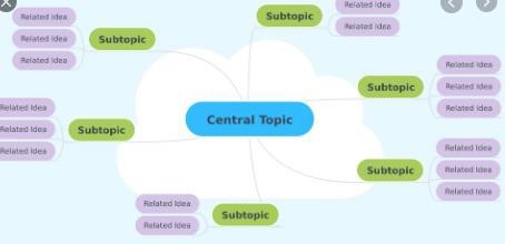 Example of a Mind Map. The central topic is in the middle with lines leading to subtopics and then lines from those to related ideas.